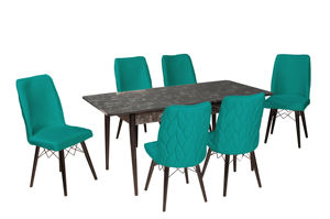 Expandable <b>Dining</b> Table with <b>6</b> <b>Chairs</b> Modern Design Handmade Waterproof & Eco-Friendly Chipboard Extendable Farmhouse/Villa Use - Product Image 5