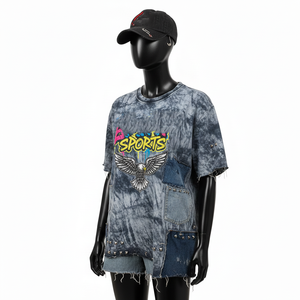 Nouveau design T-shirts en satin délavé à l'acide pour femmes Meilleure vente Col rond avec motif à carreaux Respirant Grande taille Conception de logo personnalisé Coton - Product Image 4