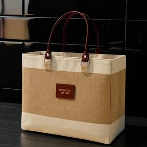 Sac fourre-tout en jute biodégradable personnalisé RenewaTwist pour femmes durable tendance fermeture éclair épaule Shopping réutilisable promotionnel - Product Image 2