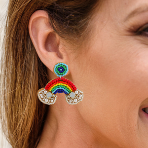 Personnalisation de nouvelles perles de rocaille colorées arc-en-ciel boucles d'oreilles pendantes pour les femmes bohème fait à la main perle bijoux cadeau - Product Image 4