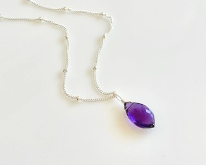Collar con colgante de amatista púrpura en forma de lágrima, hecho a mano, de plata de ley 925, piedra de nacimiento de febrero, para uso diario, genuino Muse - Product Image 1