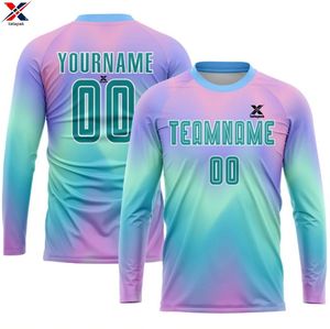 Maillot de football personnalisé avec nom et numéros d'équipe, 100% polyester, respirant, impression par transfert thermique, antibactérien, séchage rapide, manches courtes - Product Image 1