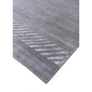 Tapis géométrique en laine et soie de bambou noué à la main Manchaha, gris et noir, rectangulaire, pour salon, couloir - Les-1305 - Product Image 2