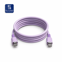 Câble magnétique USB C vers USB C 100W, câble de charge rapide et de transfert de données, silicone violet, chargeur de type C pour téléphone portable