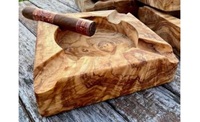 Cendrier carré en bois massif de style américain, finition polie, bord large, taille personnalisée, pour hôtel, restaurant, maison