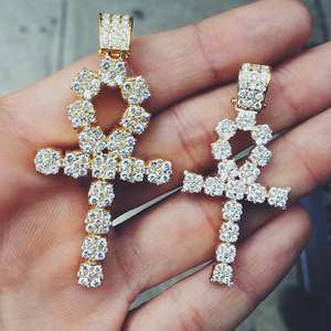 Cluster Micro Croix Moissanite Pendentif Or Bijoux En Argent Sterling pour Fête Diamant Charme - Product Image 2