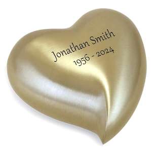 Eternal Golden Heart <b>Keepsake</b> Cremation Urn Engraving Option Aluminium urns for human <b>ashes</b> - Product Image 3