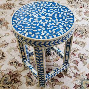 Mesa auxiliar con incrustaciones de hueso, diseño antiguo, decoración artesanal, muebles para una estética interior de hogar premium, casas clásicas - Product Image 2