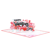 Kerajinan Seni Kertas Selamat Hari Valentine Huruf Hitam Bunga Merah Muda Kartu Ucapan Souvenir Pernikahan Hadiah Grosir Langsung