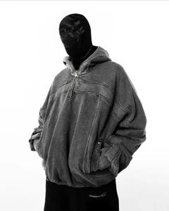 New Balaclava Hoodies for <b>Men</b> Washed Cotton <b>Cardigan</b> Ninja Pullover Zipper Raw Edge Retro Streetwear Couple LLU - Product Image 3
