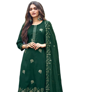 Ensemble Kurti de travail de broderie de séquence prête à l'emploi multicolore lourd fantaisie pour femme - Product Image 1
