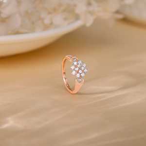 Anillo Nivara de Diamantes en Oro Rosa Romántico Corte Esmeralda Ópalo y Topacio IGI Certificado Rodio - Product Image 6