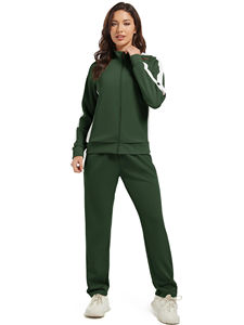 Cotton tracksuit for <b>women</b> casual streetwear gym outfit two piece set with waist <b>jogger</b> trousers - Product Image 2