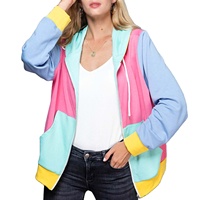 Sweat-shirt à capuche décontracté pour femme, style streetwear, manches courtes, tie-dye, avec poche zippée sur le devant