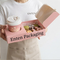 Boîte à sandwich rose personnalisée avec porte-café - Emballage tout-en-un pour pâtisseries et boissons pour café/boulangerie
