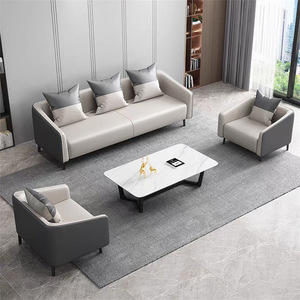 Sofá de Cuero Genuino de 3 Plazas, Moderno y de Lujo, Muebles Minimalistas para Sala de Estar - Product Image 2