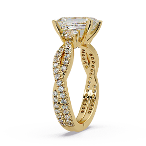 14K Pure Gold <b>Emerald</b> Cut Lab Grown Diamond 2.00 Ct IGI Certified Twisted Pave set Engagement <b>Rings</b> Wedding <b>Rings</b> women Jewelry - Product Image 3