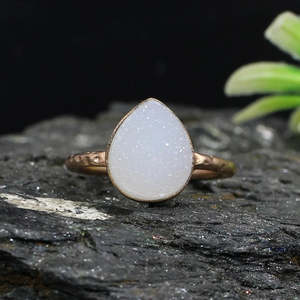 แหวนเงินสเตอร์ลิง92.5พร้อมอัญมณีอัญมณีอัญมณีสีขาวธรรมชาติแบบหลวม - Product Image 6