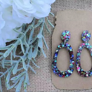 ต่างหูเรซิ่นปักลาย ทำมือ สแตนเลส เครื่องประดับแฟชั่นสำหรับผู้หญิง สาวๆ สไตล์คลาสสิกสำหรับงานแต่งงาน คุณภาพสูง - Product Image 1