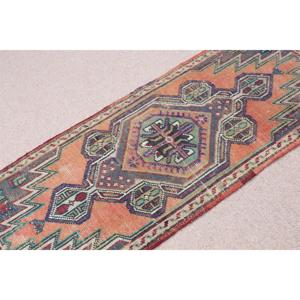 Tapis de 1,7 x 3,9 pieds, tapis turc vintage, tapis patchwork rouge et bleu - Product Image 2