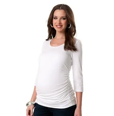 Camiseta de maternidad de manga larga blanca madre Slim Fit verano niñas mujeres ropa mujeres enfermería maternidad vestido camisetas