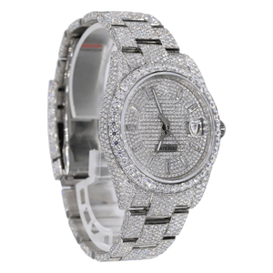Montre en quartz sertie de moissanite avec cadran romain, acier inoxydable tendance - Product Image 2