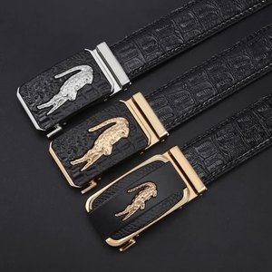 Cinturones de Cuero Genuino Personalizados de Alta Calidad para Hombre, Cómodos, Automáticos, de Negocios, con Hebilla de Diseño de Cocodrilo y Logotipo Personalizado - Product Image 1