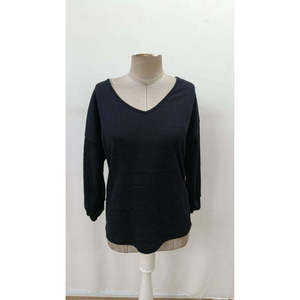 Blusa Corsé de Manga Larga con Cuello en V y Detalle de Lazo en la Espalda para Mujer, 30306 - Negro - Product Image 5