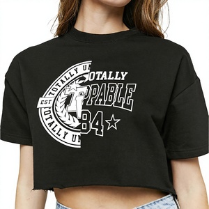 T-shirt ample en tricot respirant pour femme PUFFIN SPORTS, col en V, manches courtes, style streetwear, uni, 120g viscose/coton - Product Image 1