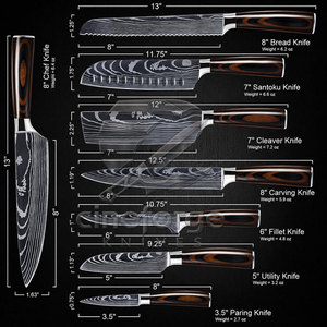 Solid Color Sustainable Damascus Chef <b>Knives</b> <b>Set</b> Custom Made Premium Quality Damascus Chef <b>Knives</b> <b>Set</b> - Product Image 3