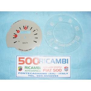 Kit Deportivo FIAT 500 F R, Velocímetro de 120 Km/h, Cristal + Cuadrante, Contador de Kilometraje, Tacómetro, Marco y Panel para el Tablero - Product Image 1
