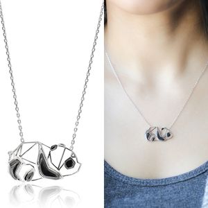 Colgante de plata de ley 925 con diseño de Panda de estilo Origami, colgante con diseño minimalista turco hecho a mano - Product Image 3
