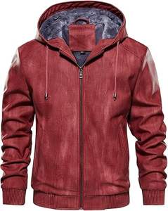 GLOBAL EDGE Vente en gros de vêtements d'hiver pour hommes en cuir à capuche à manches longues respirants de haute qualité avec logo personnalisé sur le devant et nom d'équipe de moto - Product Image 1