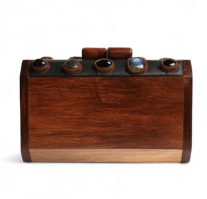 Sac à main élégant en bois avec pochette en bois d'Inde - Product Image 1