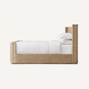 Lit en bois massif et rotin Faddish Oak, durabilité longue durée, lit moderne avec taille king-size - Product Image 6