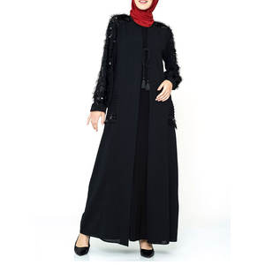 2022 été haut de gamme Logo personnalisé Abaya pour femmes vêtements traditionnels musulmans avec manches longues et haut brillant - Product Image 1