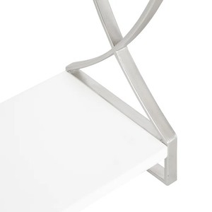 Elegante estante de pared blanco de tres niveles con marco plateado Ideal para baño Sala de estar Elegante solución de exhibición y almacenamiento - Product Image 3