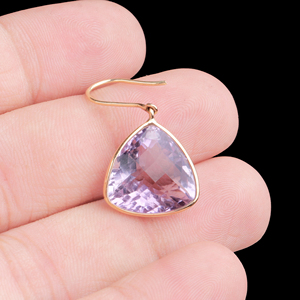 Pendientes Colgantes de Oro Amarillo Sólido de 18k con Gema de Amatista, Hechos a Mano, para Mujer, Joyería para Bodas y Fiestas, Venta al Por Mayor - Product Image 5
