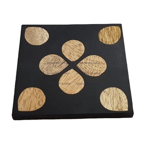 Nouveau style en gros carré en bois d'acacia et résine époxy meilleurs sous-verres bord en bois et résine meilleur sous-verre pour boisson café thé - Product Image 1