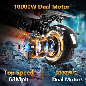 สกู๊ตเตอร์ไฟฟ้า T-90 Pro สำหรับผู้ใหญ่, มอเตอร์คู่ 10000W, ความเร็วสูงสุด 68 ไมล์ต่อชั่วโมง, แบตเตอรี่ถอดได้ 72V, ระยะทางวิ่ง 65 ไมล์, ล้อออฟโรด 14 นิ้ว - Product Image 5