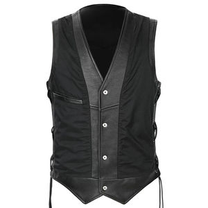 Gilet de motard réversible en cuir véritable pour hommes et femmes sur mesure - Product Image 1
