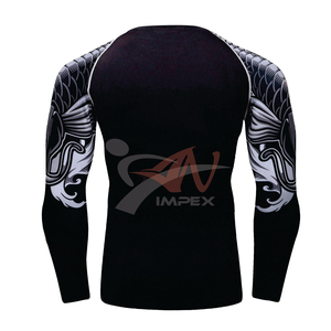 เสื้อแรชการ์ดผู้ชาย แขนสั้น ผ้าสแปนเด็กซ์ ระบายอากาศได้ดี เป็นมิตรกับสิ่งแวดล้อม พิมพ์ลายแบบซับลิเมชั่น ดีไซน์สั่งทำคุณภาพสูง หนังแท้ OEM - Product Image 2