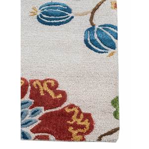 Tapis Hacienda en laine et viscose tufté à la main, couleur ivoire, 10 mm d'épaisseur, à poils longs, rectangulaire, à rayures florales, pour la maison, le couloir - Modèle Taq-104(Md) - Product Image 4