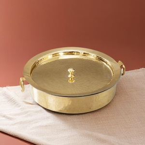 Nordic Hammered Brass <b>Biryani</b> Handi Round Shape <b>Biryani</b> Cookware <b>Pot</b> For Kitchen Stovetop Cooking <b>Biryani</b> <b>Pot</b> - Product Image 2