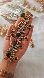 Sabyasachi Inspired Luxury <b>Necklace</b> <b>Set</b> for Women Monalisa Glass Stones Indian Traditional Bridal Jewelry Perfect for <b>Weddings</b> - Product Image 4
