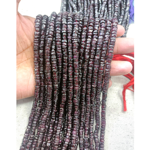 Vente en gros de perles de grenat Heishi en forme de pneu plat de 6 à 8MM, perles d'espacement naturelles, bijoux en pierres précieuses, chaîne de 14 pouces - Product Image 1