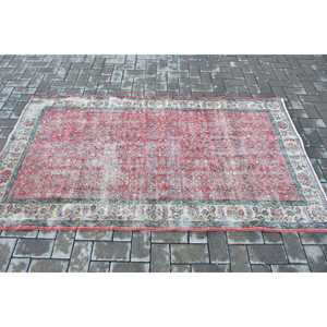 3.8x6.8 ft Turkish Rug, Vintage Area Rug, <b>Red</b> Moroccan <b>Wool</b> Rug - Product Image 3