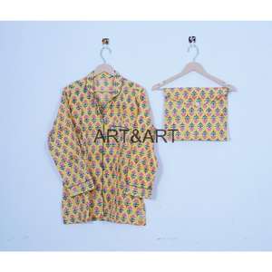 Conjunto de Pijama de Algodón con Estampado Floral de Primavera para Mujer, Estilo Vintage, Tejido Transpirable y Suave para Dormir y Descansar - Product Image 6