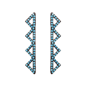 Triangle Shape Micro Turquoise Ear <b>cuff</b> <b>Earring</b> Turkish Wholesale Handcrafted 925 Sterling Silver Jewelry - Product Image 1