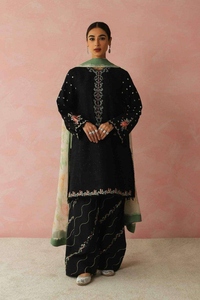 Women's 3-Piece Flared <b>Trouser</b> Lawn Suit Embroidered Shirt Shalwar Kameez Organza Dupatta Traditional Floor-Length Summer Party - Product Image 4